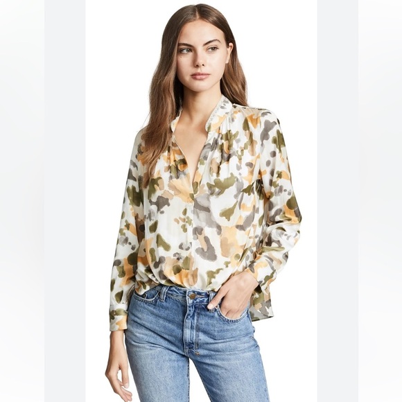 Zadig & Voltaire Tink Camou Long Sleeve Blouse Size Small - Picture 1 of 14